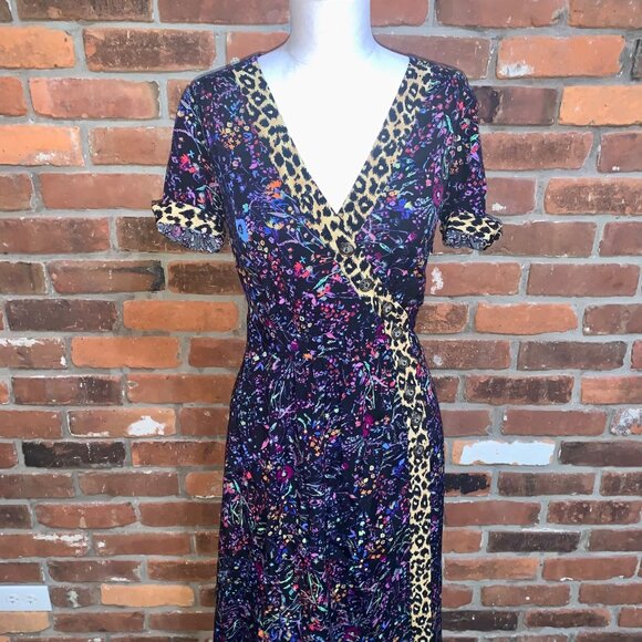 Anthropologie Maeve Womens Morgan Mixed Print SS Dress Size 2 V Neck - Picture 7 of 10